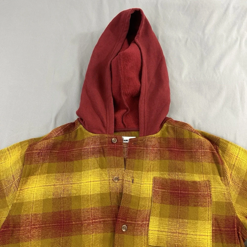 Epic Threads Shacket Boys XL Plaid Hoodie Button Flannel Shirt Jacket Yellow Red